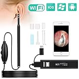 Ear Otoscope, Fvgia Wireless Ear Camera, 1.3 Megapixels Wifi Ear Scope USB Ear Cleaning Endoscope, Digital Inspection Otoscope with 6 Adjustable LEDs for IOS and Android Dvices, Windows