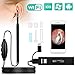 Ear Otoscope, Fvgia Wireless Ear Camera, 1.3 Megapixels Wifi Ear Scope USB Ear Cleaning Endoscope, Digital Inspection Otoscope with 6 Adjustable LEDs for IOS and Android Dvices, Windows
