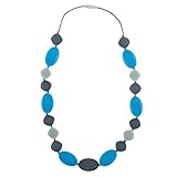 Chew-Choos – 'Cutie Pie' Silicone Teething Necklace - Modern Chic Baby Teether (Blissful Blue)