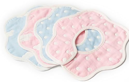 Baby Bibs 4 Pack - Soft Breathable & Comfortable Bibs- Bandana Drooling Scarf for Feeding Babies & Toddlers from 3 Month - 3 Years Kids | Rotational Design Bibs (Pastel Dream clods &dots)