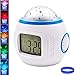 BGJOY Kids Alarm Clock Night Light Projector Lamp Bedroom Clocks with music Backlight Calendar Thermometer Birthday Clocck for Kids Children Baby Infants Boys Girls (White with blue)