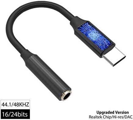 USB C to 3.5mm Audio Cable,AirsFish Type C to 3.5mm Stereo Earphone Converter,Realtek Chip/Hi-res/DAC Headphone Cord Compatible with Pixel 3/3XL 2/2XL,HTC U11,Moto Z2,Samsung S9/S8/N8,Nexus（Black）