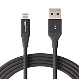 AmazonBasics Lightning to USB A Cable, Advanced Collection, MFi Certified iPhone Charger, Black, 10 Foot