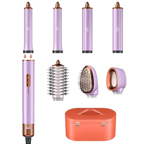 Cwexi Air Styler 7 en 1, avec 2 Tailles de Boucleur Automatique, Brosse Soufflante, Brosse Lissante, Sèche-Cheveux Ionique,1700W, avec Boîtier en Cuir, Set Complet Idéal pour Voyage et Cadeau