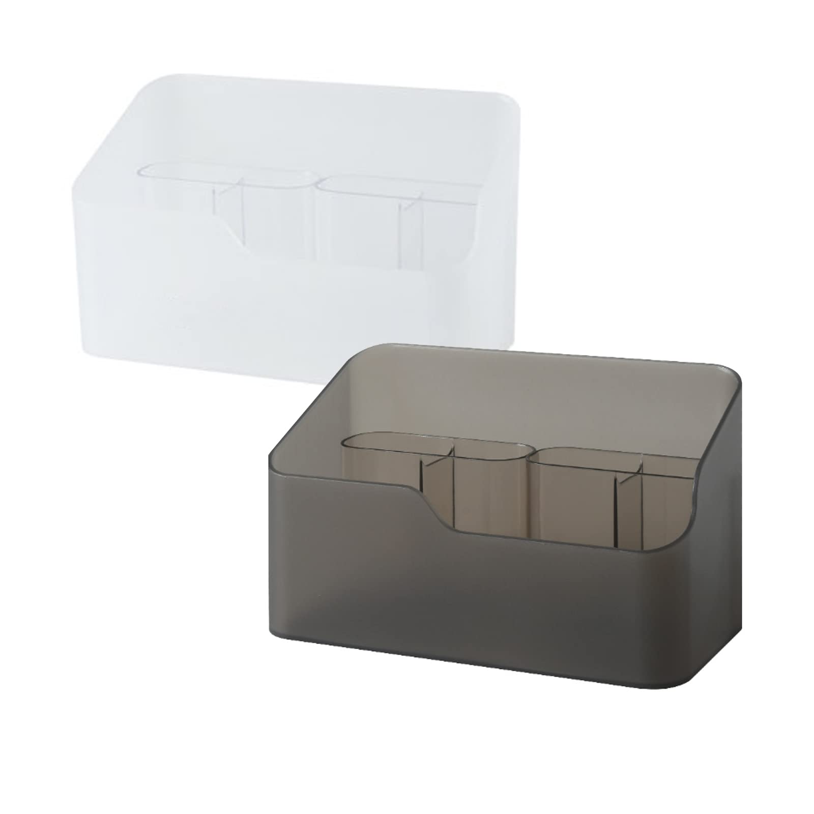 Ailelan Cosmetics Organiser, 2 Pack Makeup Organiser Storage Box with Detachable Makeup Brush Holder, Waterproof Makeup Storage Box Vanity Organiser for Bathroom Mirror Cabinet Desk Office Organize