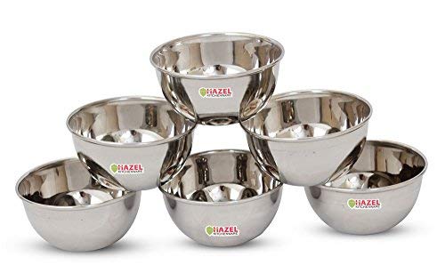 HAZEL Steel Vatti/Bowl - 6 Pcs Set - Large