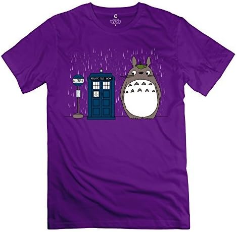 FRB Men's Doctor Who Telephone Box Neighbor Totoro T-Shirt Purple M