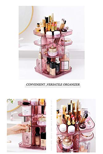 Upgraded Makeup Organizer 360º Smooth Spinning Clear Pink Sturdy Acrylic (NOT PLASTIC) Cosmetic Storage Display Case for Brushes Lipstick Gift for Lovers Wife-Returnless Replace Warranty - Thumbnail 6