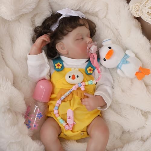 Bebê Reborn Boneca de Silicone Menina Realista 48cm Pode Dar Banho (Bebê Reborn Dormindo)