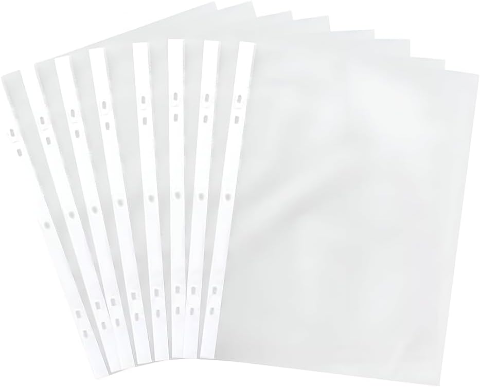 1ABOVE 45 Micron 100Pack A5 Plastic Wallets Glass Clear Punched Ring Binder