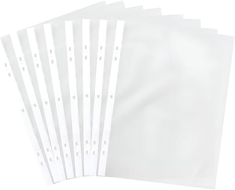 1ABOVE 45 Micron 100Pack A5 Plastic Wallets Glass Clear Punched Ring Binder