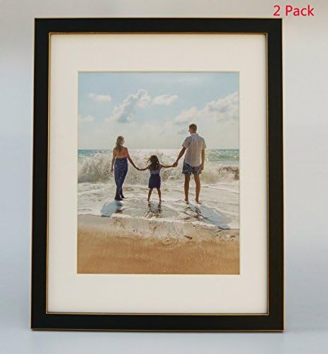 Heronear 2-Pack, 11x14 Black Picture Frames - Made to Display Pictures 8x10 with Mat or 11x14 Without Mat For Wall and Table Frames (11x14 black gold)