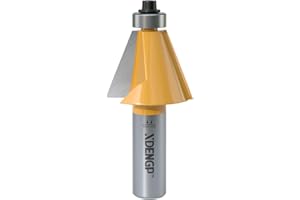 XDENGP 22.5 Degree Chamfer Router Bit with 1 Inch Cutting Length,1/2 Inch Shank Carbide Edge Forming Bevel Router Bit with Bearing, Chamfer Bit Miter Angle Milling Cutters Tool