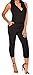 BAIFERN Womens Sleeveless Jumpsuits Deep V Tie Waist Solid Carpi Rompers Solid Color