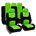 FH Group Car Seat Covers Rear Solid Bench Car Seat Cover Flat Cloth Green Black Full Set Seat Covers Universal Fit Car Seat Protector for Vans Car Truck and SUV Interior Accessories Van Seat Covers