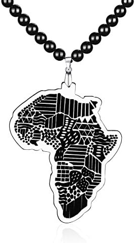 Vivilly HIHOP African Map Acrylic Necklace For Man Beaded Pendant