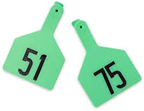 Y-Tex 3 Numbered Cattle Ear Tags 51-75 GREEN 25 Tags Per Package Flexible