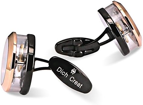 Dich Creat Men's Stainless Steel Titanium Tourbillon Cufflinks with Carbon Fiber Backing (TC-101)