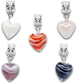 Sharefashion 5pcs Heart-shaped Glass Bead Glass Beads Pendant Charm Mix Color Set (SF-B12145(5pc))