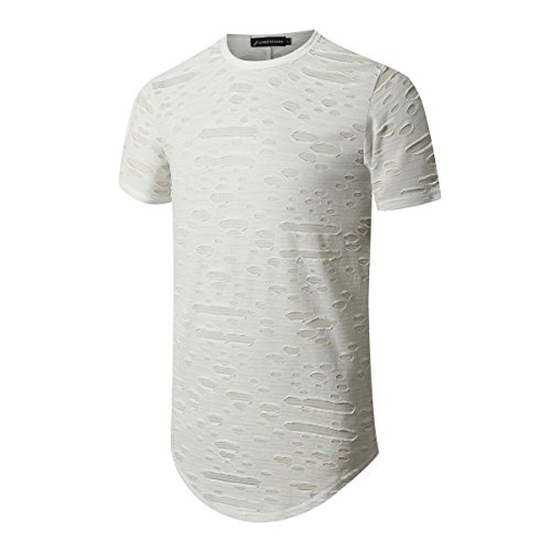 Unrestrained longline hip hop ripped fashion shirts for…