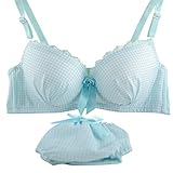 ROPALIA Womens Seamless Lingerie Plaid Print Push Up Lace Bra Panties Sets