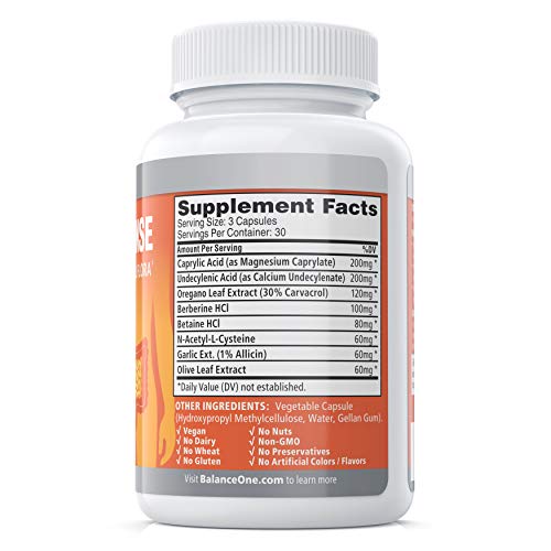 Candida Cleanse by Balance ONE 8 Natural Ingredients Caprylic Acid