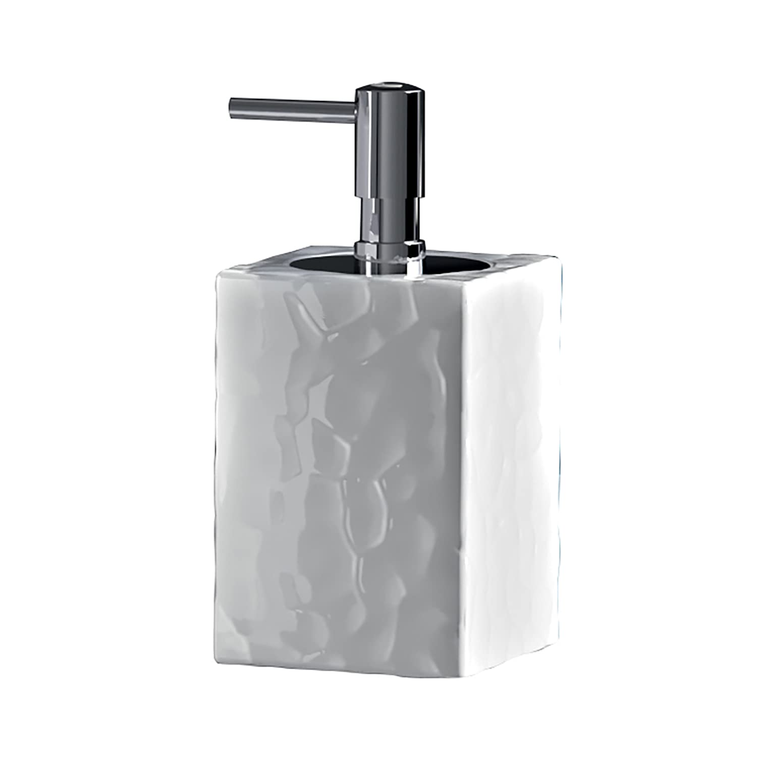 Gedy G-New Martina White Soap Dispenser for Bathroom, Stainless Steel and Cromall, Dimensions 16 x 7.5 x 7.5 cm and Weight 0.388 kg, Design R&S, Unique