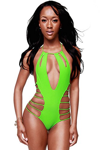 Anself Women Strappy Cut outs One-piece Swimwear