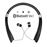 SUPERSUN Bluetooth Headphones - [Upgraded] Retractable Bluetooth Earbuds with Mic Wireless Stereo Headset