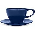 notNeutral Lino Porcelain Cup & Saucer Small Latte 8 oz (Indigo, Set of 2)