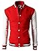 H2H Mens Slim Fit Varsity Baseball Bomber Cotton Lightweight Premium Jacket Cmoja082-red Medium