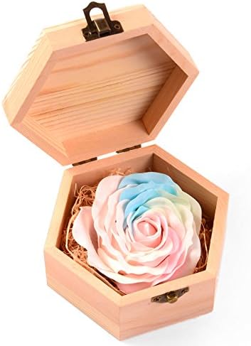 G2PLAY Petal Flower Soap, Artificial Rose Romantic Soaps In a Decorative Wooden Gift Box for Valentine's Day Birthday Gifts(Green)