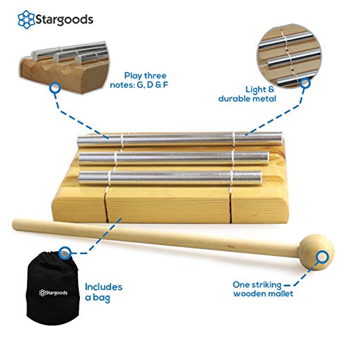 Energy Chime Three Tone with Wooden Percussion Hammer, Classroom Meditation Bell - Thumbnail 4