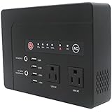 Powkey AC Power Bank,42000Mah(210Wh) Pure Sine Wave Inverter Portable Lithium Batteries Emergency Power with Dual Outputs 120V AC Outlet,12V 15V DC Ports,4 USB Ports