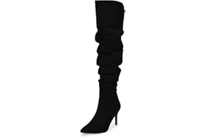 Coutgo Womens Over The Knee Boots Thigh High Pointed Toe Slouchy Stiletto High Heel Long Sexy Dress Fall Shoes