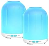 Leknes 120ml Essential Oil Diffuser, Aromatherapy Diffuser Portable Ultrasonic Cool Mist Humidifier with 7 LED Colors, Mist Mode Adjustment and Waterless Auto Shut-Off for Home,Office,Bedroom，2 Pack