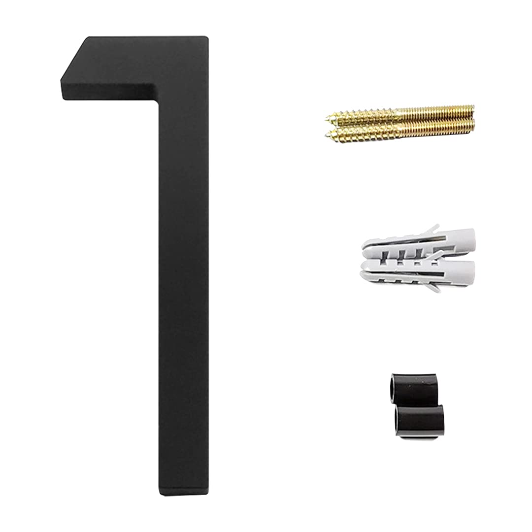 Zayookey Floating House Numbers Modern Door Adress Numbers 4.72 Inch Black Street Numbers for Mailbox Yard Home Wall Door Garage Gate with Nail Kit (Door Number 1)