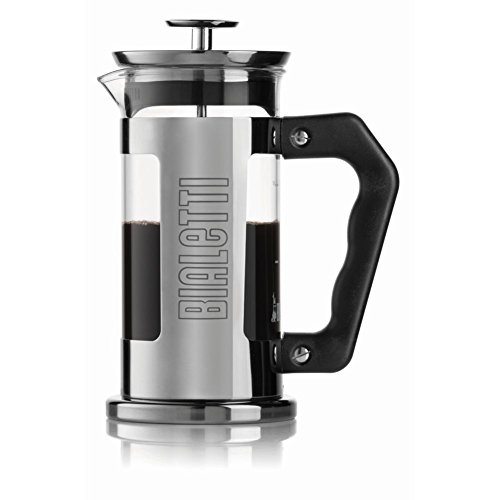 Bialetti 06700 3-Cup French Press Coffee Maker, Premium Stainless Steel, Silver