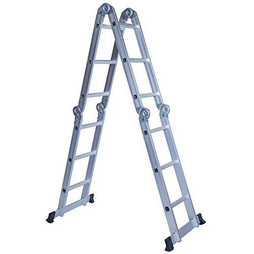 Idealchoiceproduct 12.1FT Silver 4X3 Aluminum Multi Purpose Folding Step Ladder Scaffold Extendable