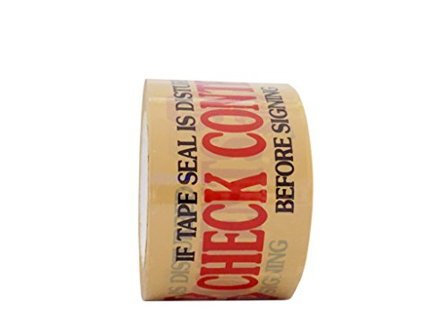 T.R.U. PP20S-T Pre-Printed Tan Carton Sealing Tape with Red and Black Lettering -STOP/Check Contents acrylic water based adhesive, 3 in. x 110 yds in length, 2mil (Pack of 24)
