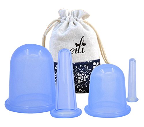 Facial Cupping Set 4 Silicone Cups for Body and Face Massage Cellulite Cup Therapy