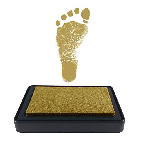 ReignDrop Ink Pad For Baby Footprint, Handprint, Create Impressive Keepsake Stamp, Non-Toxic and Acid-Free Ink, Easy To Wipe and Wash Off Skin, Smudge Proof, Long Lasting Keepsakes (Glitter Gold)