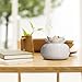 YJY Ceramic Aromatherapy Essential Oil Diffuser, Lotus Flower Humidifier Portable for Office, USB Auto Shut-Off Intermittent 8 Hours Work Air Purifier(White-White)