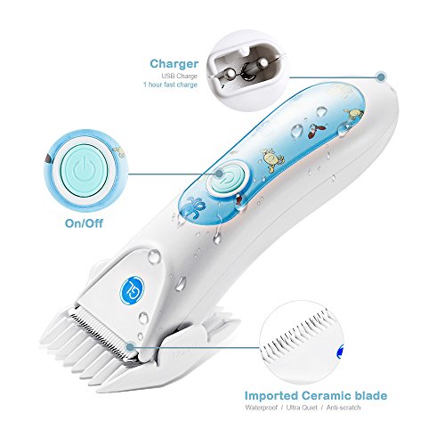 Gland Kids Hair Trimmer, Professional Cordless Hair Clipper for Baby Children Infant Haircut, Waterproof Ultra Slient (Blue)