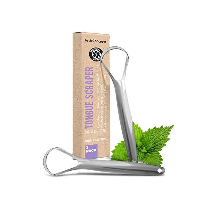 Tongue Scraper for Adults (2 Pack Variety), Tongue Cleaner for Adults, Reduce Bad Breath (Travel Cases Included…