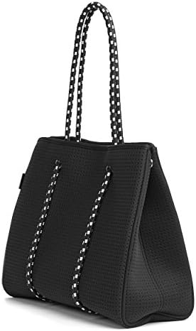 LUNA Multipurpose Neoprene Womens Tote Bag - Black. Beach Bag, Gym Bag, Diaper Bag.