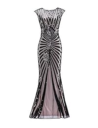 Vestido de noche para mujer de los años 20, con lentejuelas, de sirena