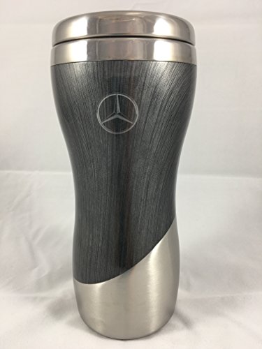 Mercedes Benz Double Wall Stainless Steel and Wood Grain Tumbler Coffee Mug (Grey)