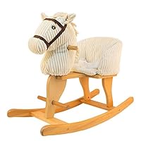 HOMESROP Small Trojan Horse Rocking Horse, Comfortable Seat High Back Design Solid Wood Trojan (Color : B)