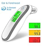 Baby Thermometer,Hizek 2 in 1 Forehead and Ear Thermometer for Fever with Instant Reading,Fever Warning,Memory Function,Clinical Monitoring for Baby,Toddler and Adults